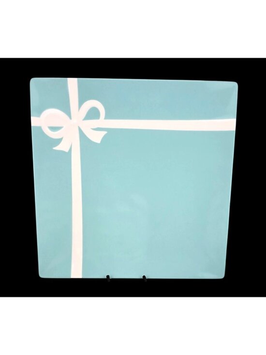 Tiffany & Co. Other - TIFFANY & Co Blue Box Plate Bone China Porcelain White Ribbon Square 10" Plate